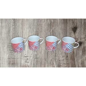 Vintage 70’s‎ floral patchwork starburst coffee mugs set of 4
